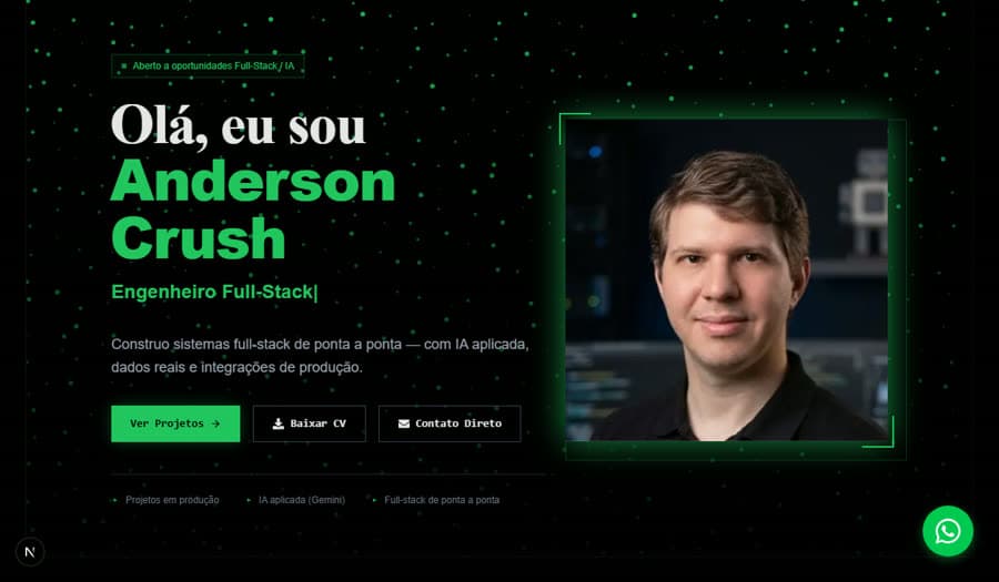 Hero do site pessoal de Anderson Crush
