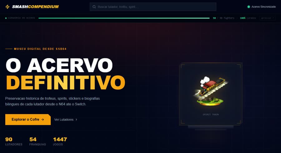 Página inicial do Smash Compendium
